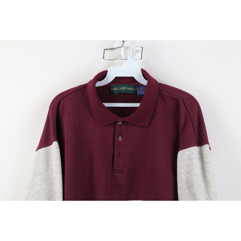 Vintage 90s Streetwear Mens Large Panel Color Block Collared Pullover Sweatshirt - Picture 2 of 13